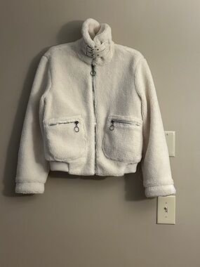 Cream Sherpa Jacket - Cozy Zip Front Coat